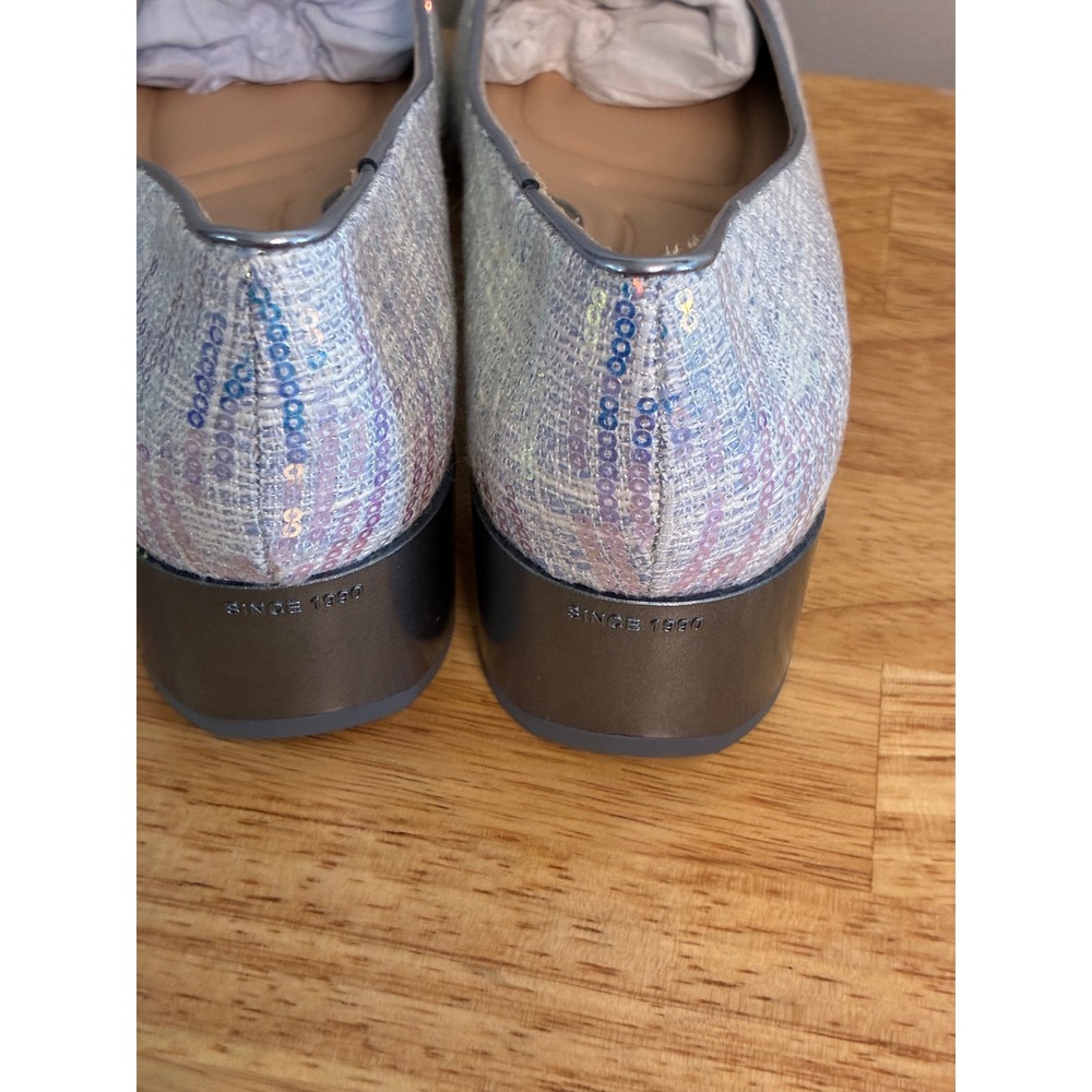 Franco Sarto Natalia2 Light Blue Sequin Tweed Block Heel Bow Pumps 9M - Picture 4 of 16